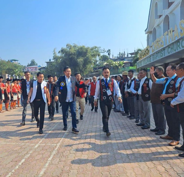 PHED Minister, Jacob Zhimomi at the Annual Conference of the Thilixu Village Students' Union on December 17.
